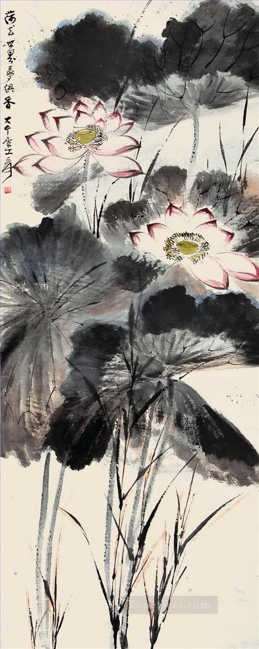 Chang dai chien lotus 9 old China ink Oil Paintings